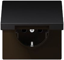 Розетка с заземлением без рамки Jung LS990 metal 1-м. крышка шторки для IP44 алюминий темный  картинка